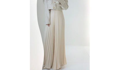 High Rise Pleated Plain Wide Leg Pants