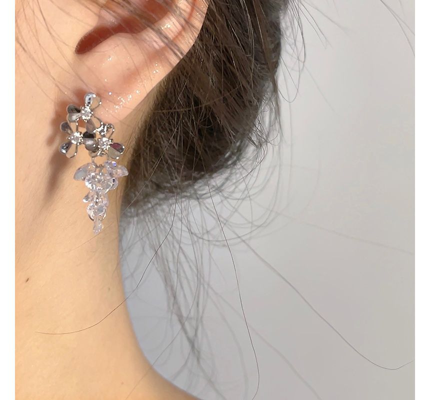 Grapes Dangle Alloy Earring Crystal Faux