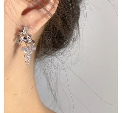 Grapes Dangle Alloy Earring Crystal Faux