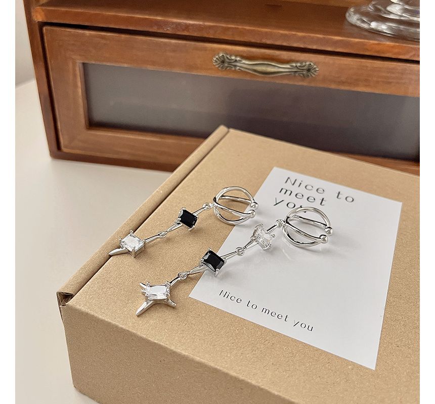 Rhinestone Cuff Earring Alloy Star Dangle