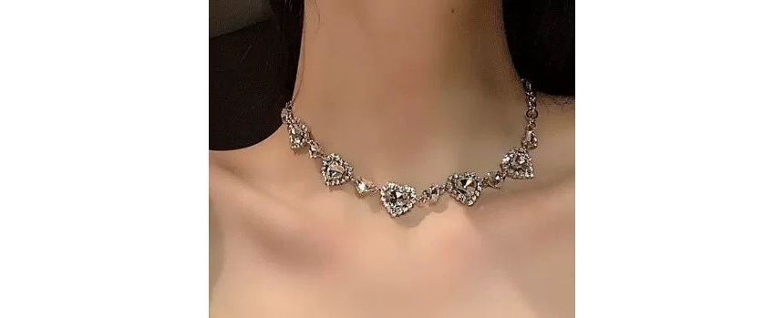 Alloy Choker Heart Rhinestone