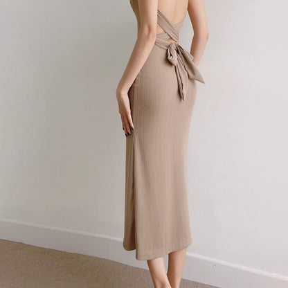 Bodycon Maxi Backless Spaghetti Dress Strap