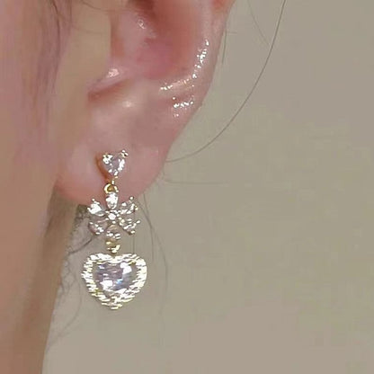 Alloy Heart Rhinestone Earring Dangle