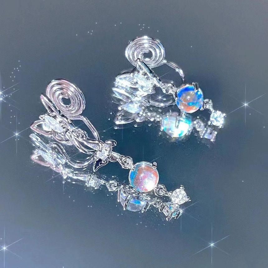 Dangle Moonstone Asymmetrical Butterfly Alloy Earring