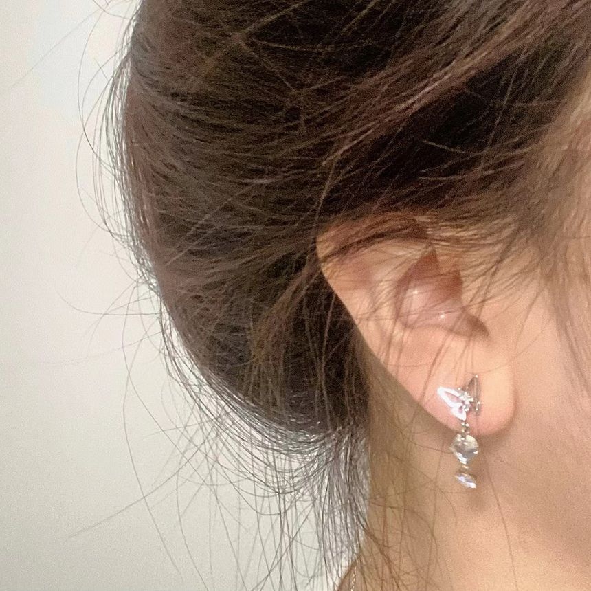 Dangle Moonstone Asymmetrical Butterfly Alloy Earring