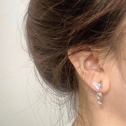 Dangle Moonstone Asymmetrical Butterfly Alloy Earring