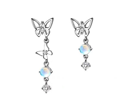 Dangle Moonstone Asymmetrical Butterfly Alloy Earring