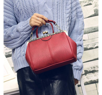 Top Lock Plain Handle Bag Crossbody Kiss