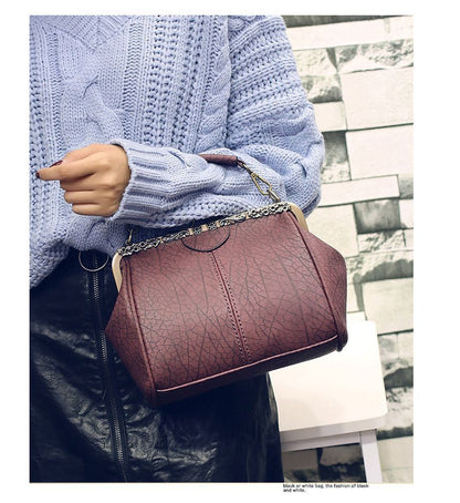 Top Lock Plain Handle Bag Crossbody Kiss