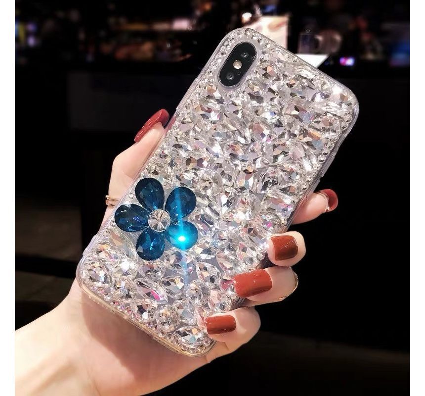 Rhinestone Case Floral Phone