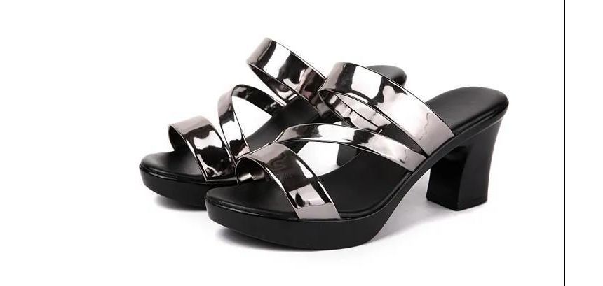 Strappy Sandals Slide Heel Chunky