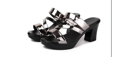 Strappy Sandals Slide Heel Chunky