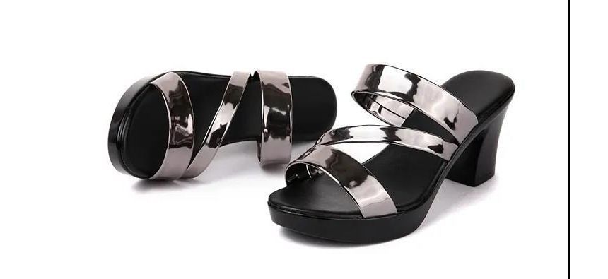 Strappy Sandals Slide Heel Chunky