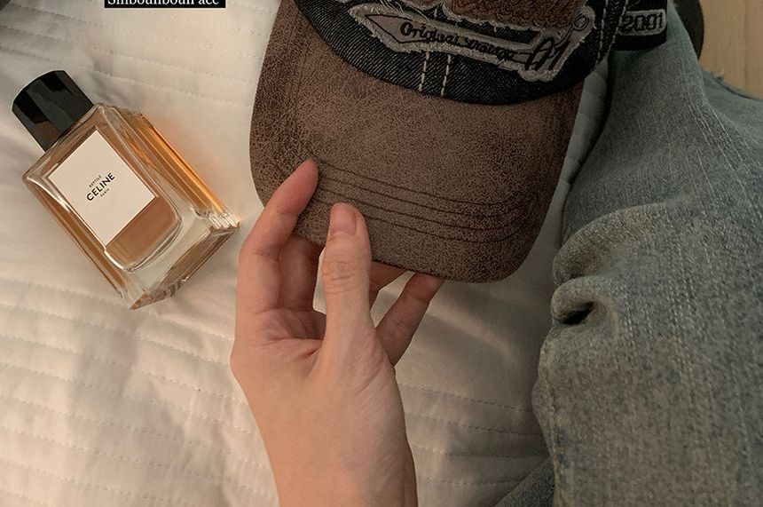 Cap Two-Tone Embroidered Letter Denim Baseball