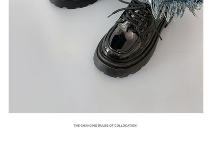 Shoes Platform Lace-Up Patent