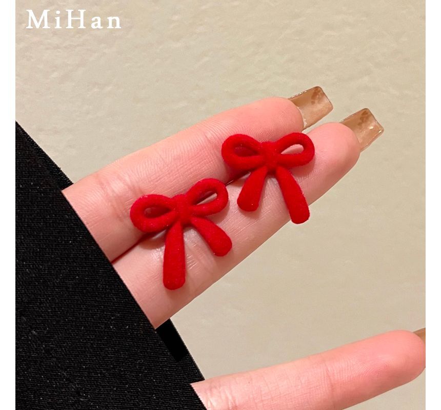 Flocking Earring Bow Stud