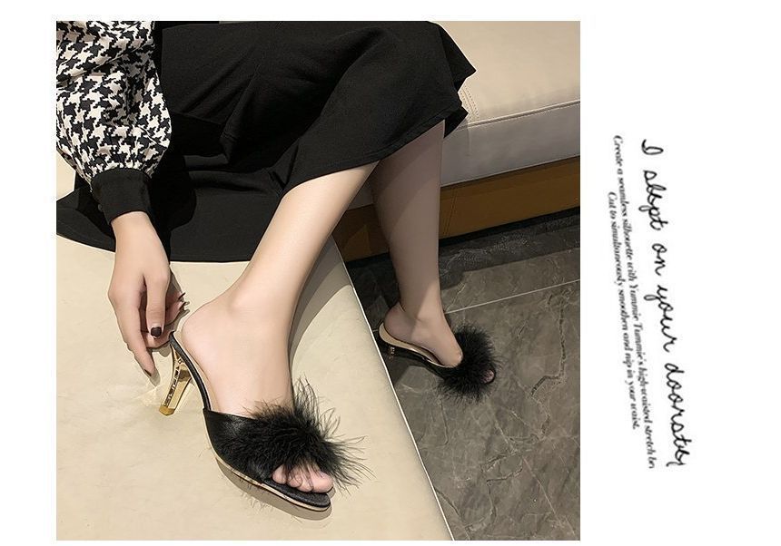Slide Heel Feather High Sandals