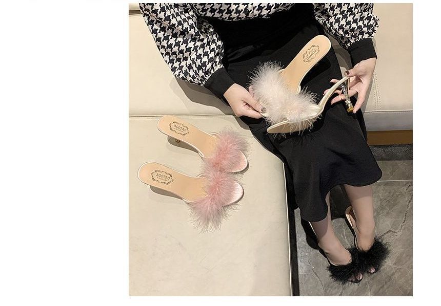 Slide Heel Feather High Sandals