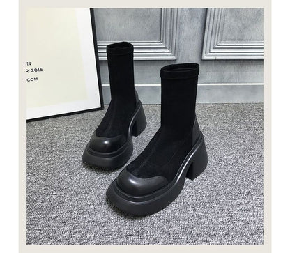 Block Platform Boots Heel Short