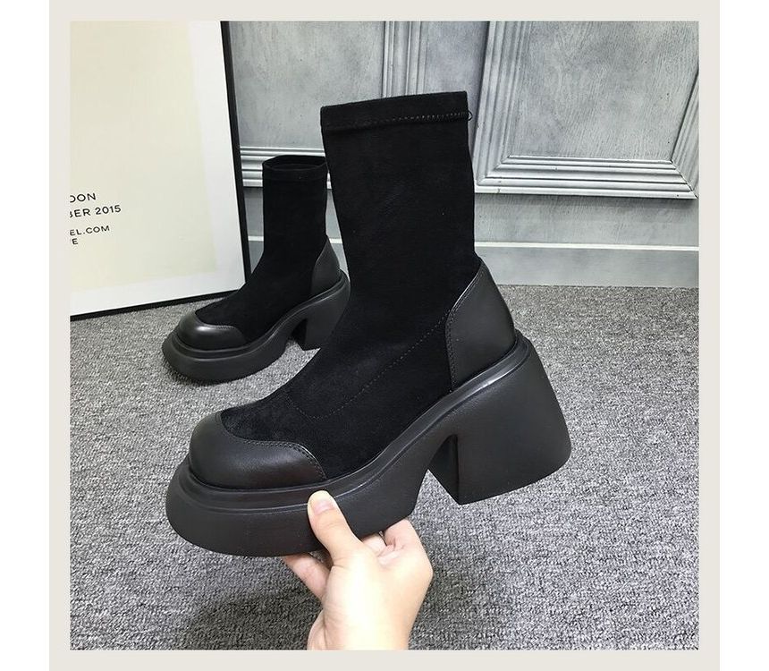 Block Platform Boots Heel Short