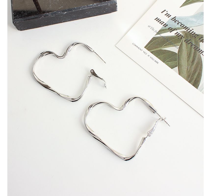 Hoop Clip-On Heart Earring /