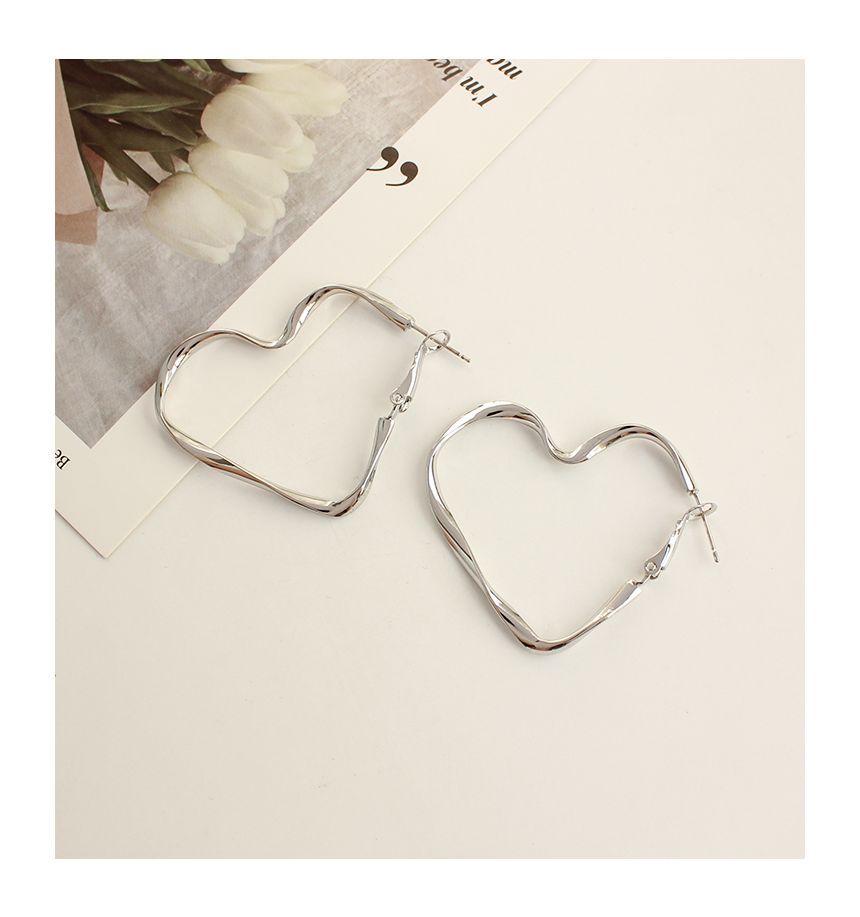 Hoop Clip-On Heart Earring /
