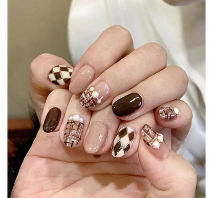 Argyle Faux Nail Tips