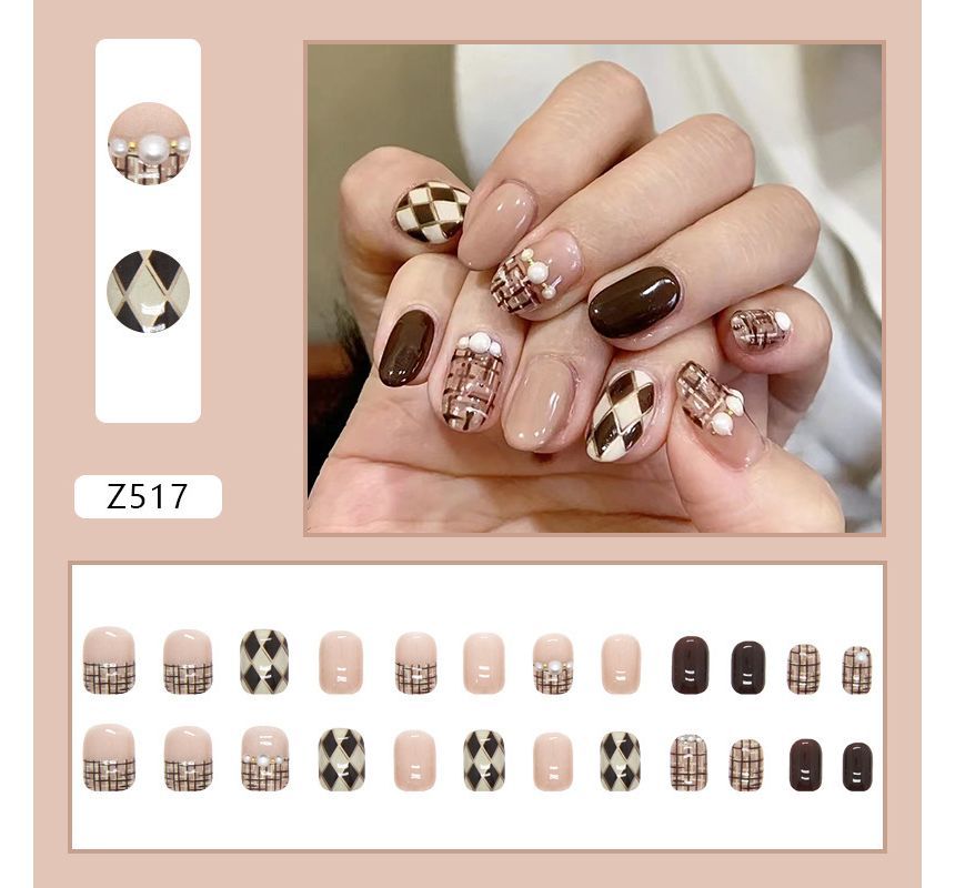 Argyle Faux Nail Tips