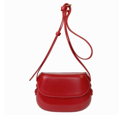 Flap Leather Buckled Faux Crossbody Bag