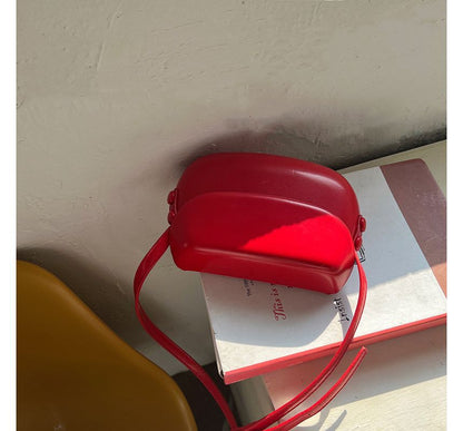 Flap Leather Buckled Faux Crossbody Bag