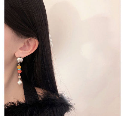 Bead Dangle Faux Glass Alloy Pearl Earring