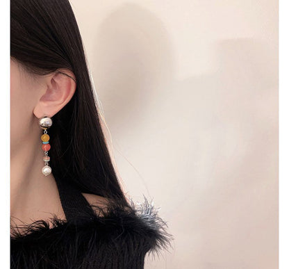 Bead Dangle Faux Glass Alloy Pearl Earring