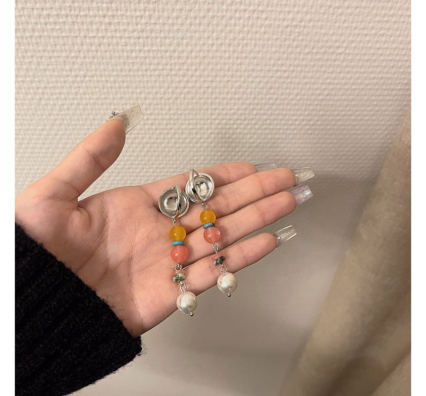 Bead Dangle Faux Glass Alloy Pearl Earring