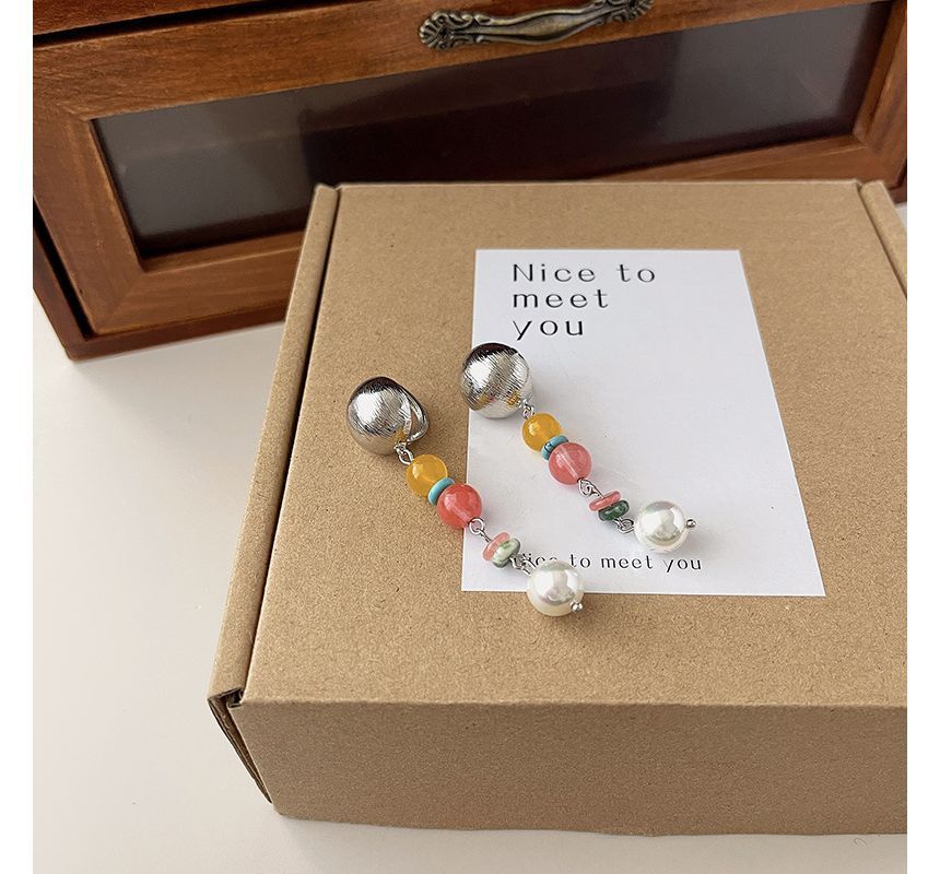 Bead Dangle Faux Glass Alloy Pearl Earring