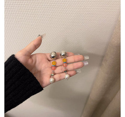 Bead Dangle Faux Glass Alloy Pearl Earring