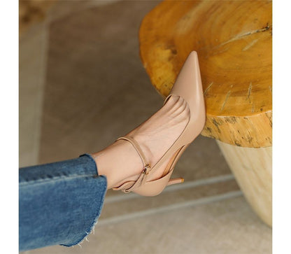 Ankle Stiletto Sandals Plain Strap Heel