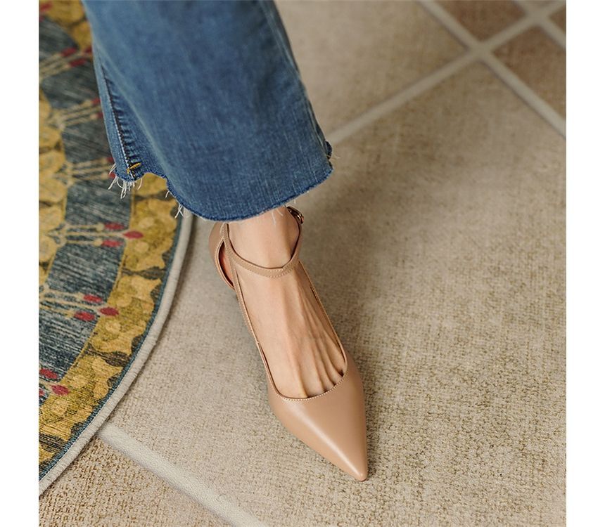 Ankle Stiletto Sandals Plain Strap Heel