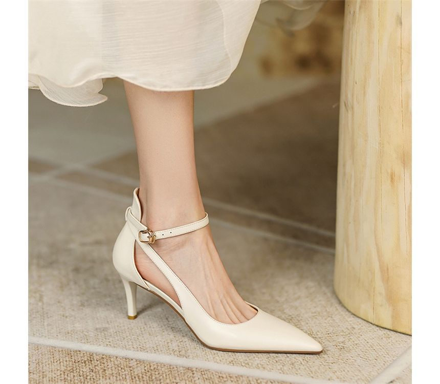 Ankle Stiletto Sandals Plain Strap Heel