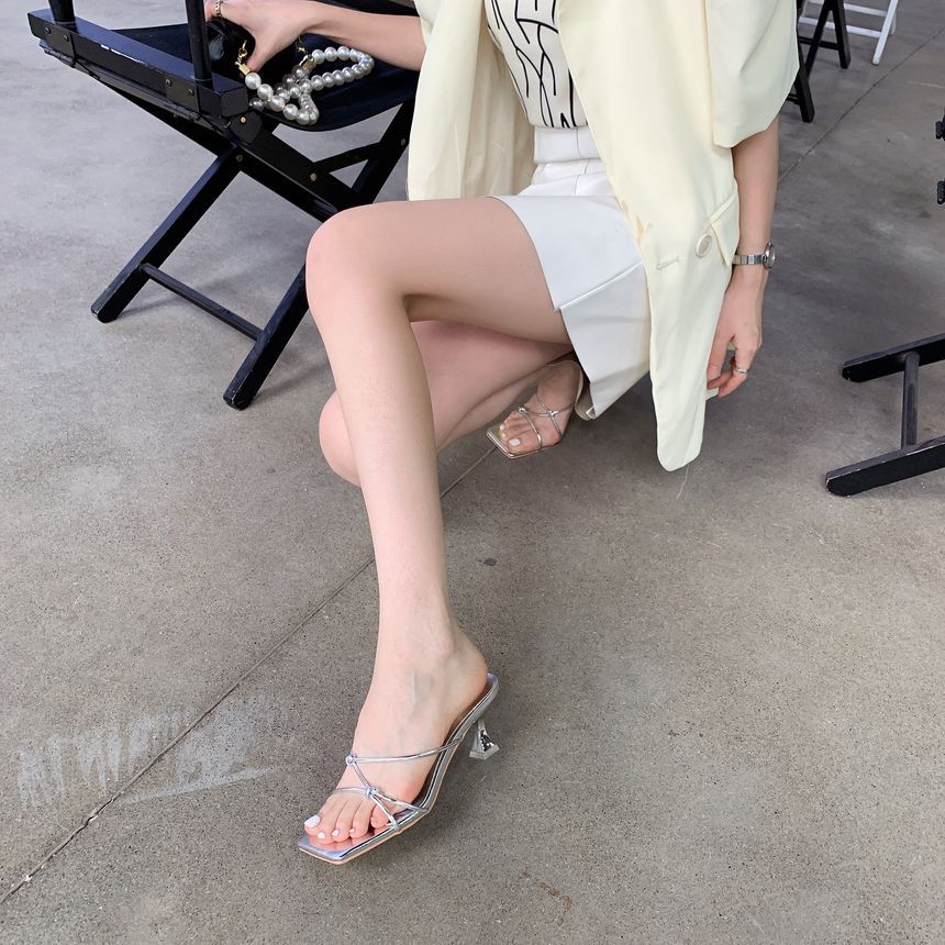 Strappy High Slide Heel Sandals