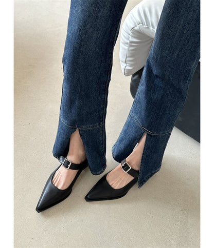 Mary Chunky Pointy Jane Toe Shoes Heel