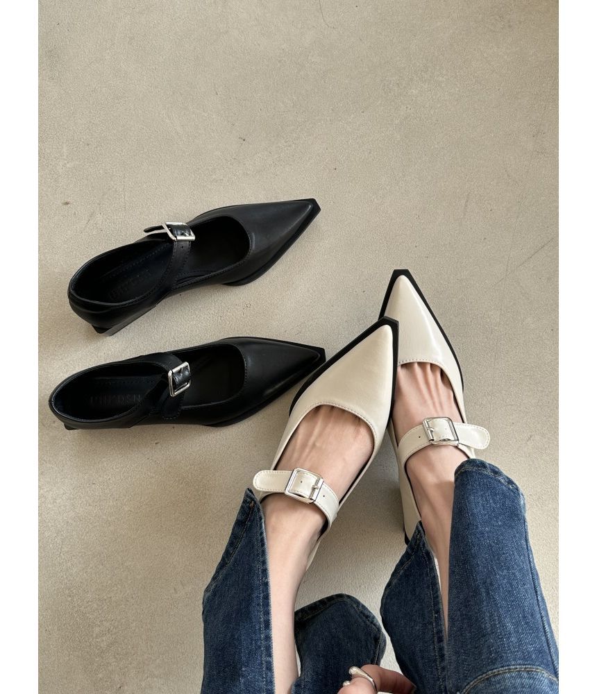 Mary Chunky Pointy Jane Toe Shoes Heel