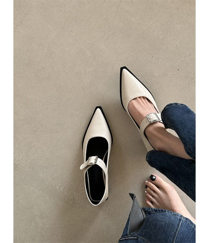 Mary Chunky Pointy Jane Toe Shoes Heel
