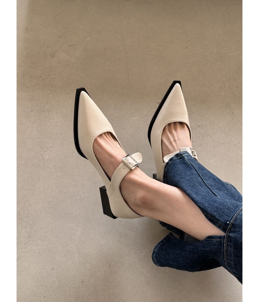 Mary Chunky Pointy Jane Toe Shoes Heel