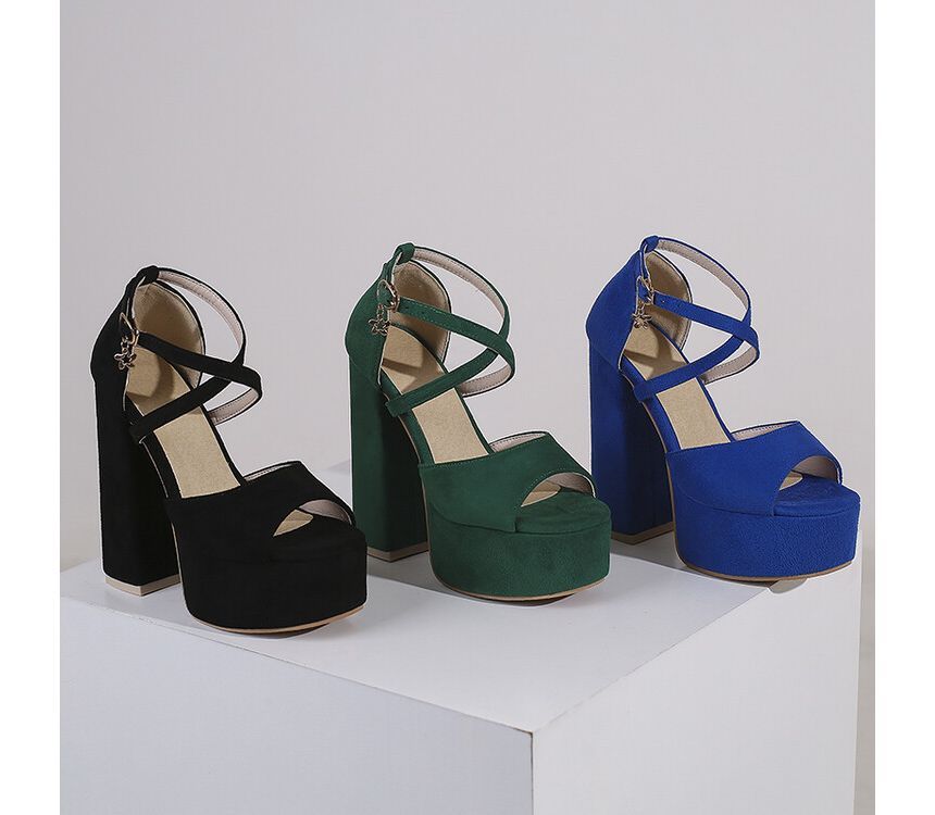 Platform Sandals Strap Ankle Heel Chunky