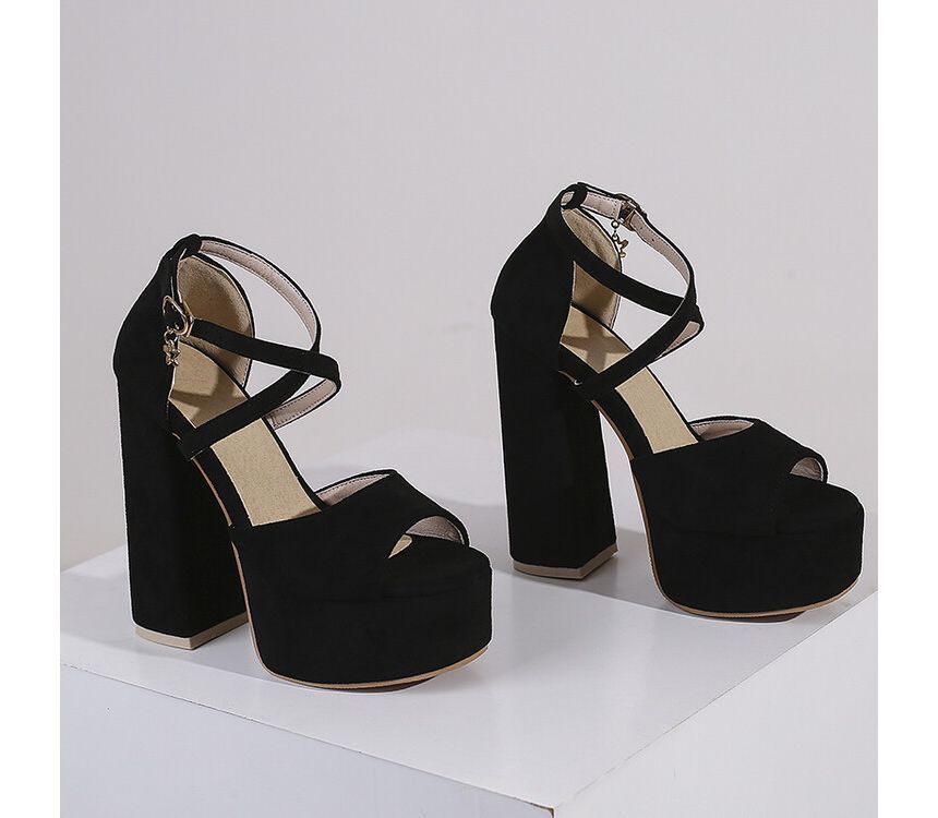 Platform Sandals Strap Ankle Heel Chunky