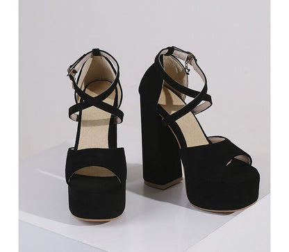 Platform Sandals Strap Ankle Heel Chunky