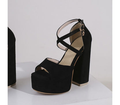 Platform Sandals Strap Ankle Heel Chunky