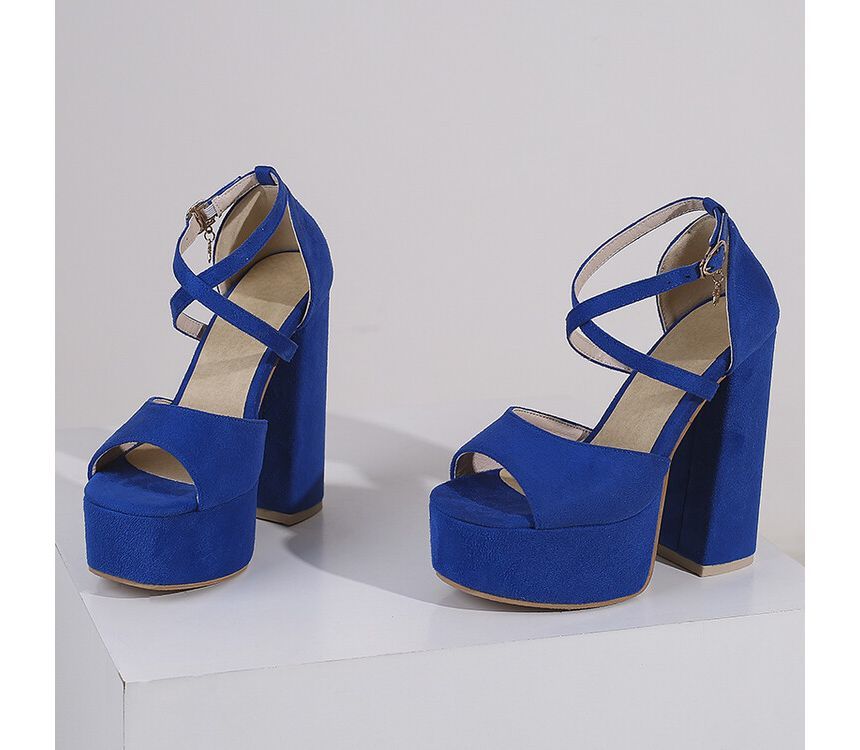 Platform Sandals Strap Ankle Heel Chunky