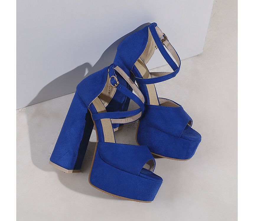 Platform Sandals Strap Ankle Heel Chunky