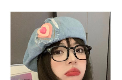Beret Heart Hat Denim